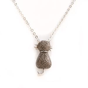 Accents by Gianni Argento Diamond Accent Black/White Cat Pendant