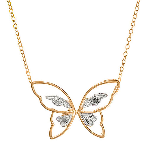 Accents By Gianni Argento Diamond Accent Butterfly Necklace