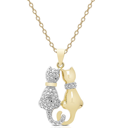 Accents By Gianni Argento Diamond Accent Double Cat Pendant