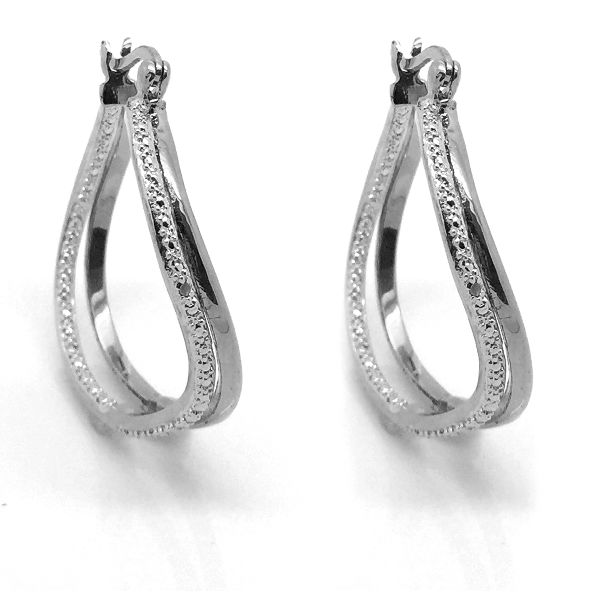 Accents By Gianni Argento Silver Diamond Swirl Hoop Earrings