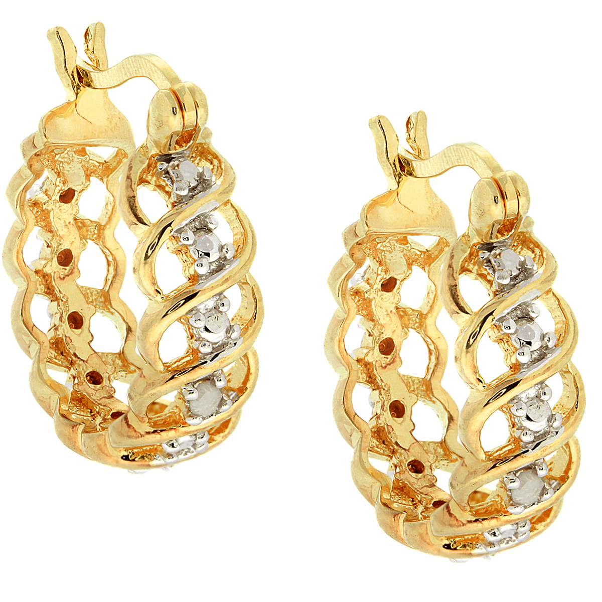 Accents By Gianni Argento Gold Diamond Accent Swirl Hoop Earrings