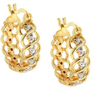 Accents by Gianni Argento Gold Diamond Accent Swirl Hoop Earrings