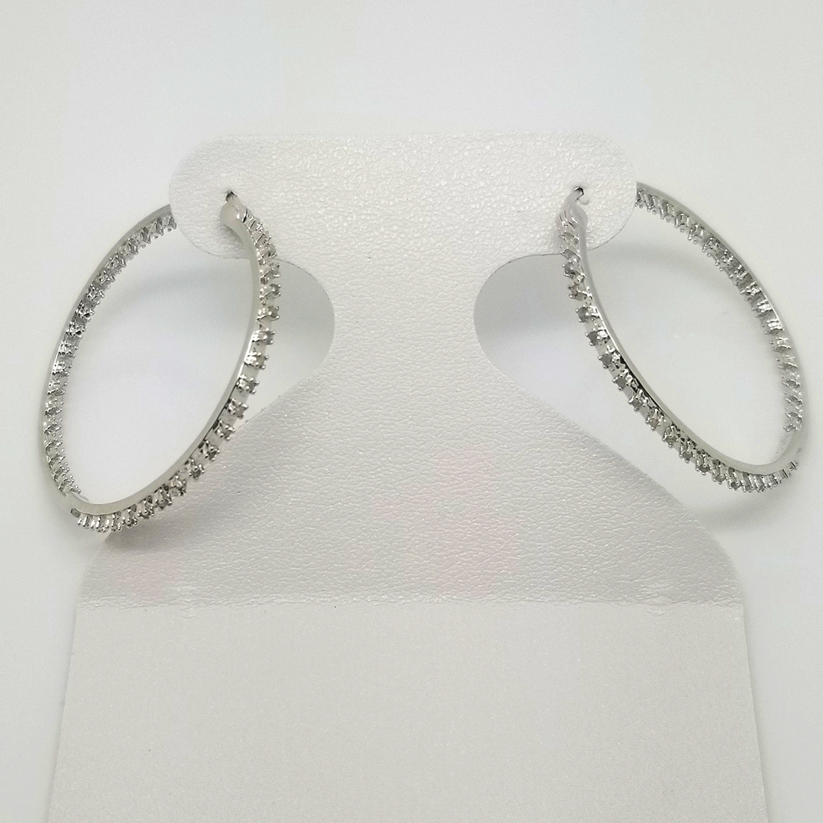 Accents By Gianni Argento Silver Plated Diamond Hoop Earrings