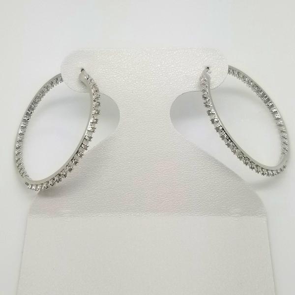 Accents by Gianni Argento Silver Plated Diamond Hoop Earrings