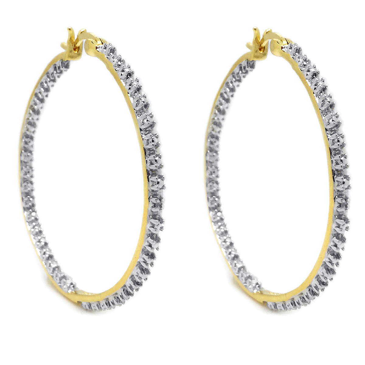 Accents By Gianni Argento Gold Plated Diamond Hoop Earrings