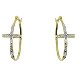 Accents by Gianni Argento Gold Diamond Accent Cross Hoop Earrings
