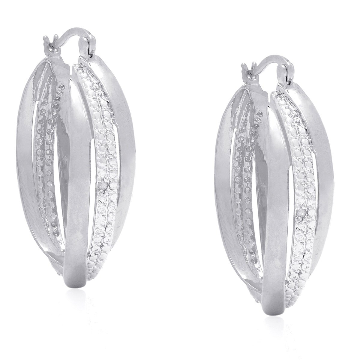 Accents By Gianni Argento Silver Diamond Accent Hoop Earrings