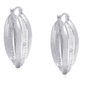 Accents by Gianni Argento Silver Diamond Accent Hoop Earrings
