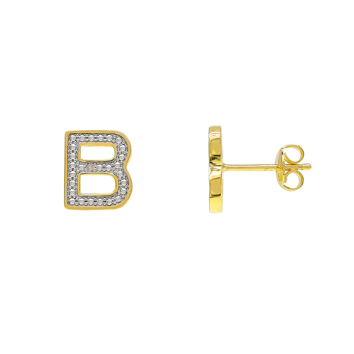 Accents Gold Diamond Accent Initial B Stud Earrings