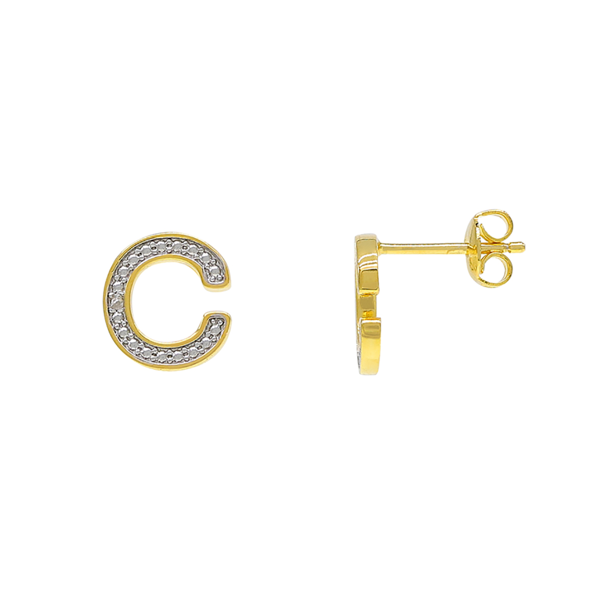 Accent Gold Diamond Accent Initial C Stud Earrings