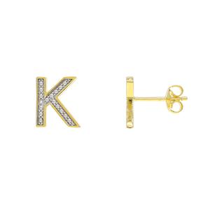 Gianni Argento Gold Diamond Accent K Initial Stud Earrings