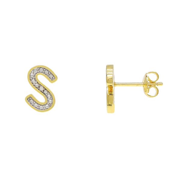 Gianni Argento Gold Diamond Accent S Initial Stud Earrings