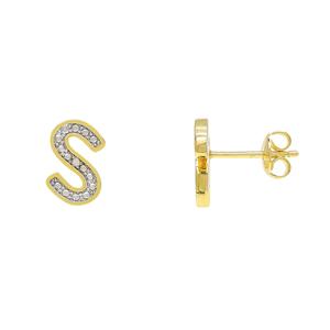 Gianni Argento Gold Diamond Accent S Initial Stud Earrings