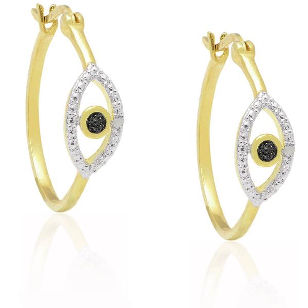 Gianni Argento Gold Two-Tone Diamond Accent Evil Eye Earrings