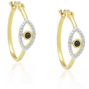 Gianni Argento Gold Two-Tone Diamond Accent Evil Eye Earrings