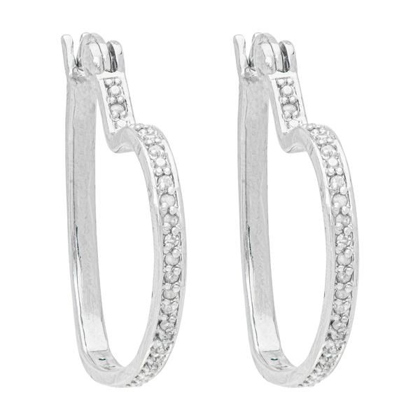 Accents by Gianni Argento Diamond Tilted Heart Hoop Earrings