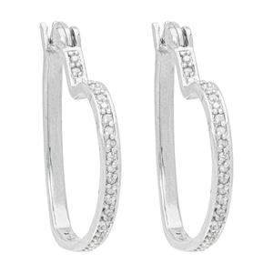 Accents by Gianni Argento Diamond Tilted Heart Hoop Earrings