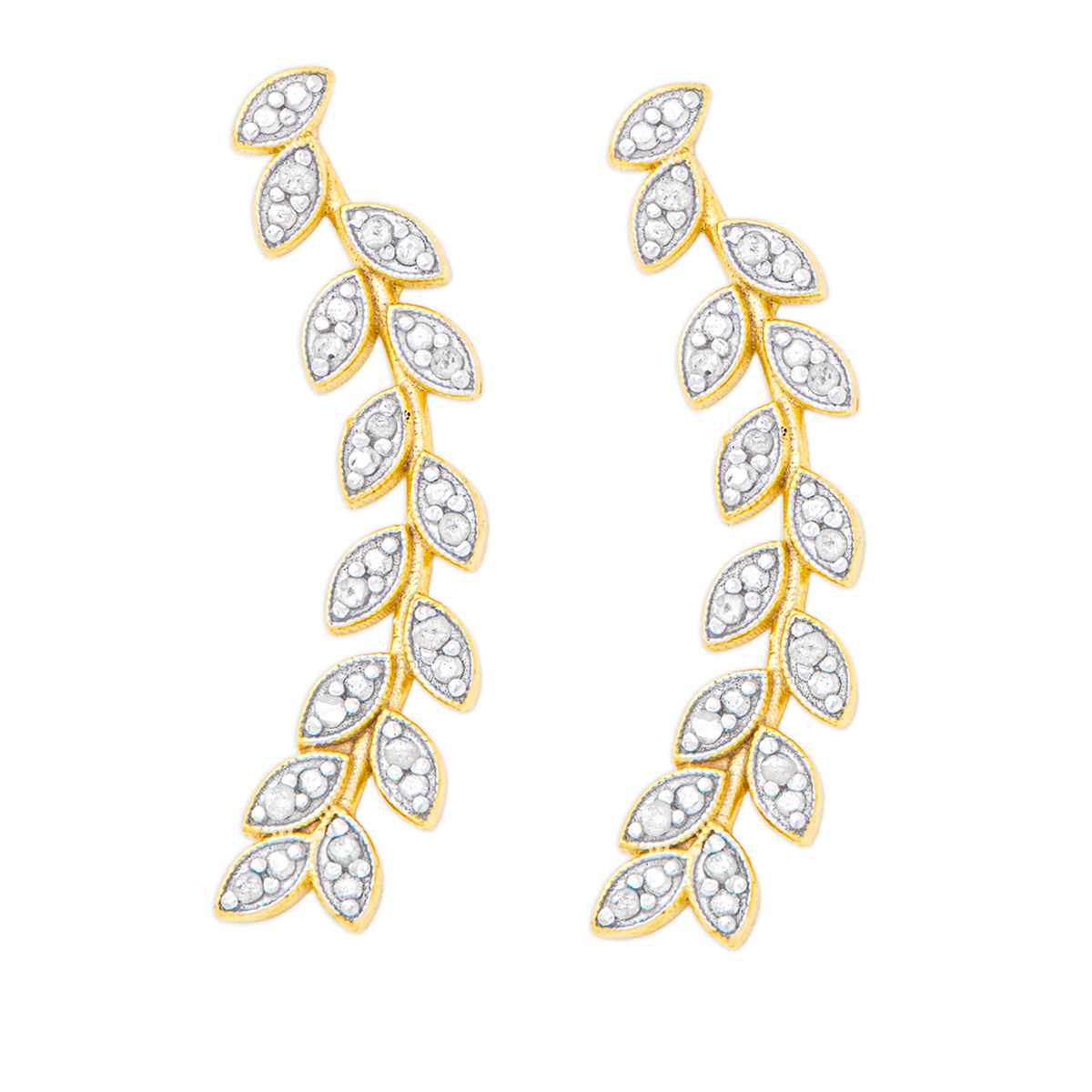 Accents By Gianni Argento Diamond Accent Leaf Crawler Earrings