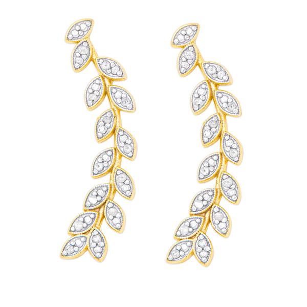 Accents by Gianni Argento Diamond Accent Leaf Crawler Earrings