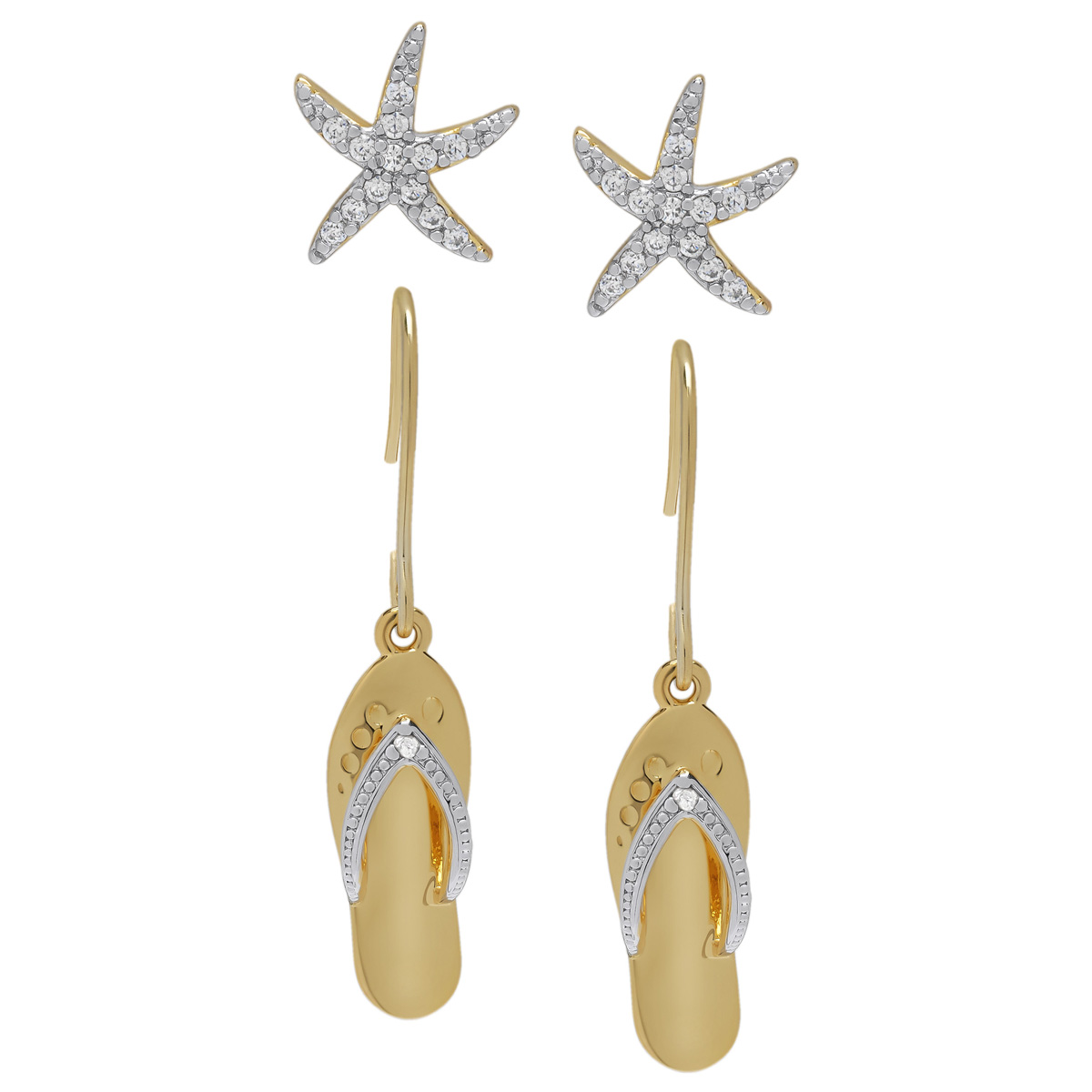 Accents By Gianni Argento Flip Flop & Starfish Earrings Set