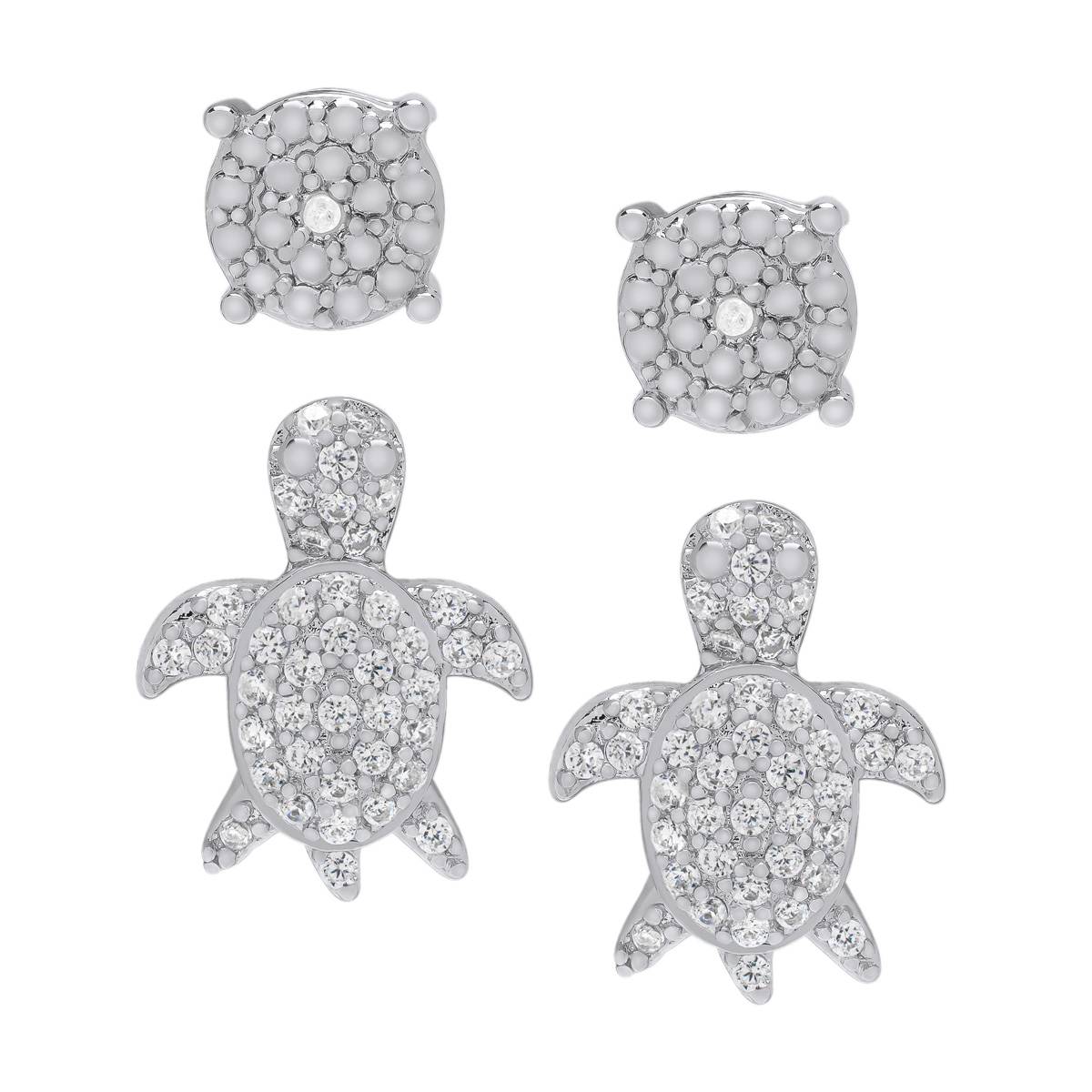Accents By Gianni Argento Round & Turtle Stud Earrings Set