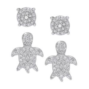 Accents by Gianni Argento 2pr. Round & Turtle Stud Earrings Set