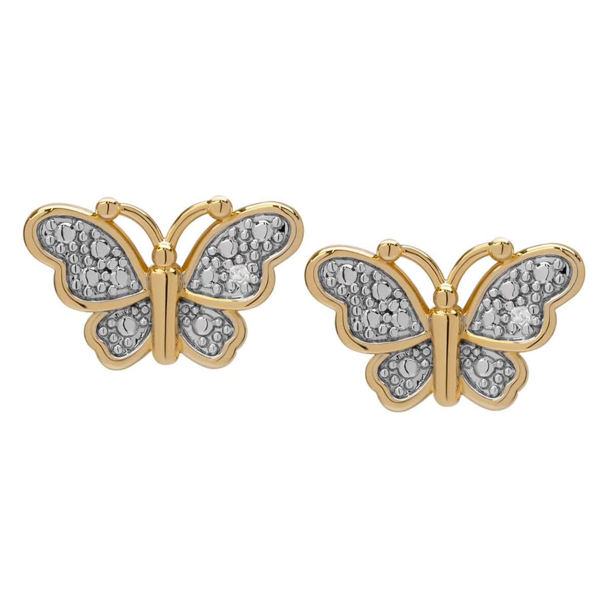 Accents By Gianni Argento Diamond Accent Butterfly Stud Earrings