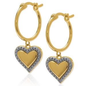 Accents by Gianni Argento Diamond Heart Drop Hoop Earrings