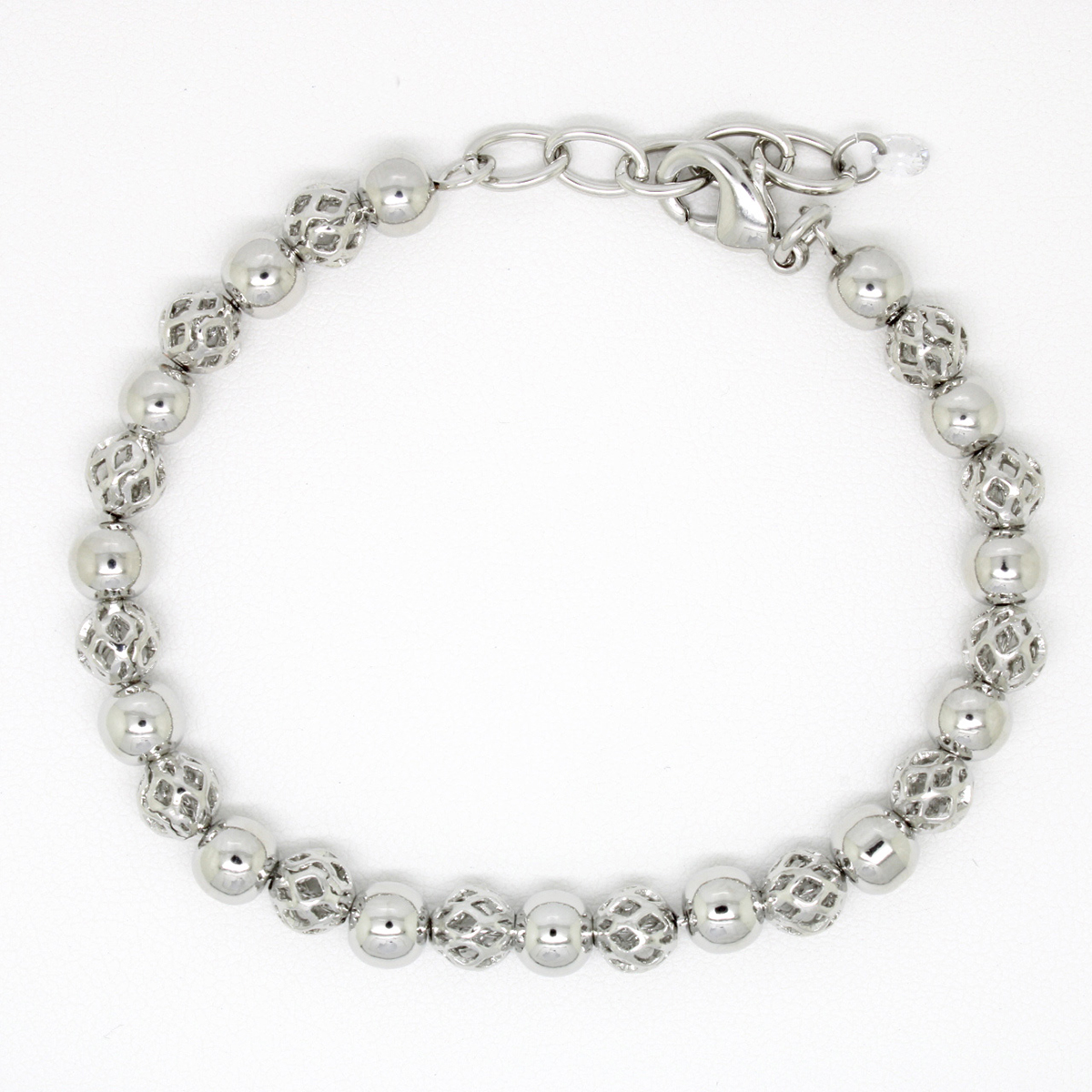 Silver Plated Beaded Link Bracelet