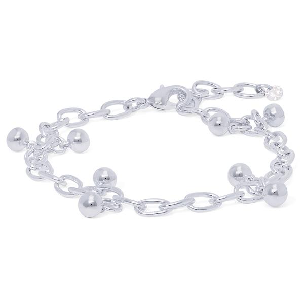 Silver Plated Beaded Open Link Bracelet