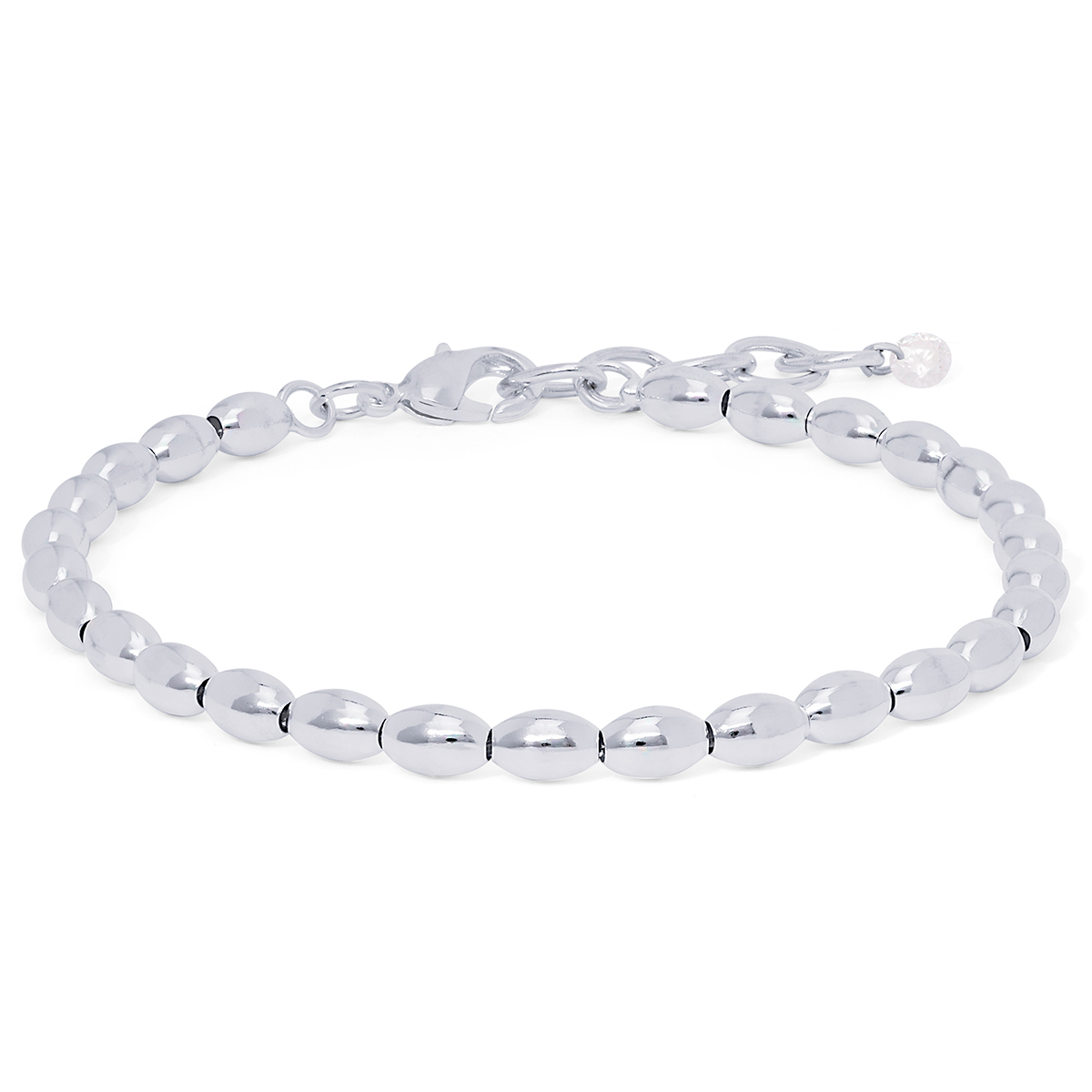 Silver Plated Oval Beaded Bracelet