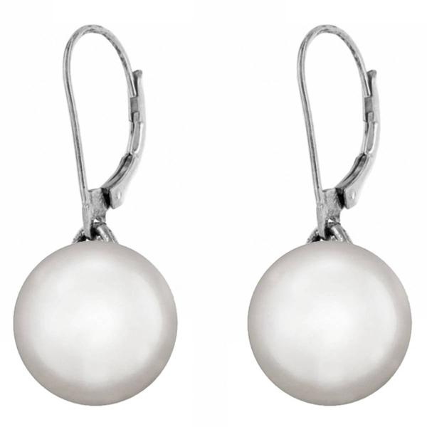Sterling Silver Pearl Dangle Leverback Earrings