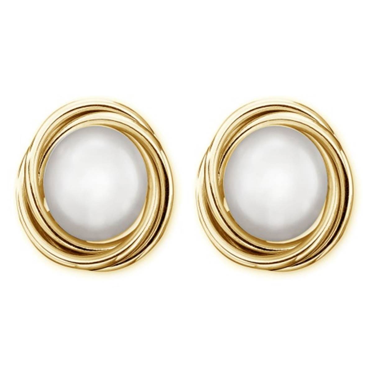 14kt. Gold Over Sterling Silver Pearl Love Knot Stud Earrings