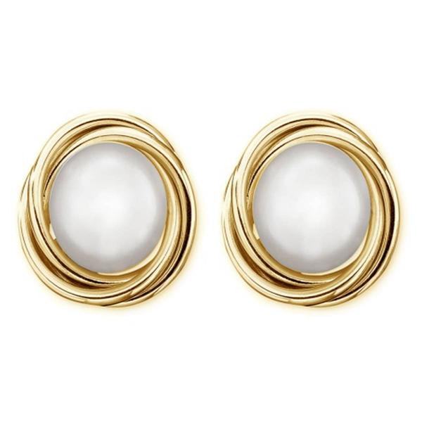14kt. Gold over Sterling Silver Pearl Love Knot Stud Earrings