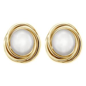 14kt. Gold over Sterling Silver Pearl Love Knot Stud Earrings