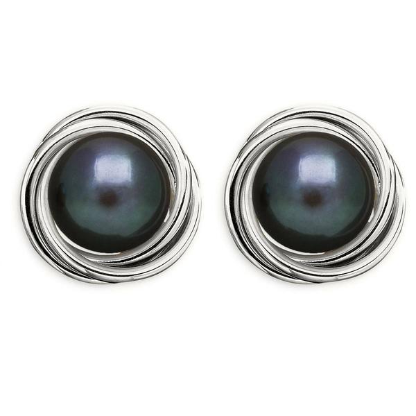 Sterling Silver Peacock Pearl Love Knot Stud Earrings