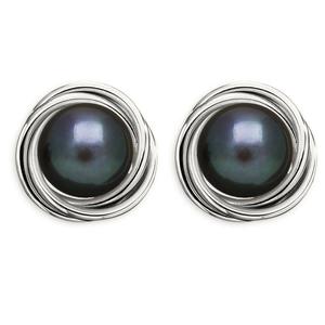 Sterling Silver Peacock Pearl Love Knot Stud Earrings