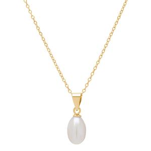 Gold over Sterling Silver Pearl Oval Pendant Necklace