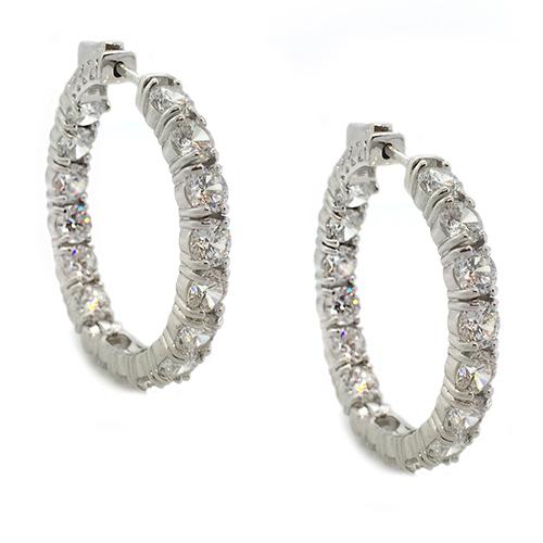 Silver Plated & CZ Hoop Earrings