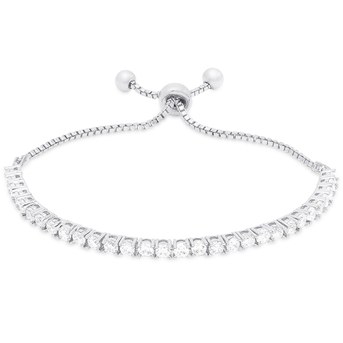 Silver Plated & CZ Adjustable Bracelet