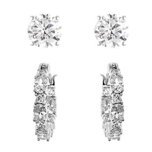Silver Plated & CZ 2pr. Earrings