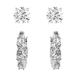 Silver Plated & CZ 2pr. Earrings