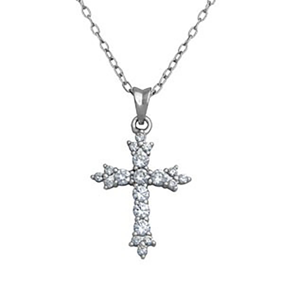 Silver Plated CZ Cross Pendant