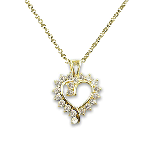 Gold Plated CZ Twisted Heart Pendant Necklace