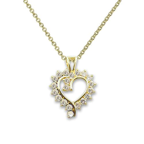 Gold Plated CZ Twisted Heart Pendant Necklace
