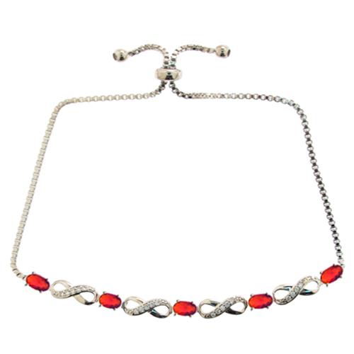 Silver Plated Lab Ruby & CZ Infinity Bracelet