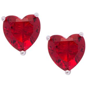 Ruby CZ Heart Stud Earrings