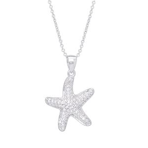 Silver Plated CZ Starfish Pendant