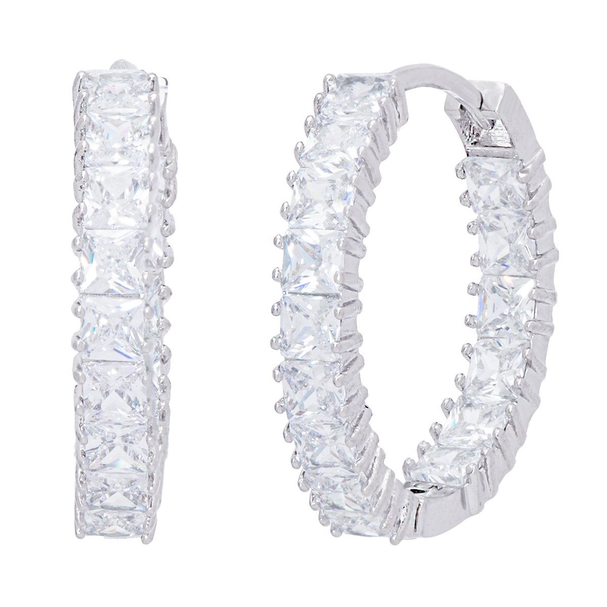 Plated CZ Hoop Earrings