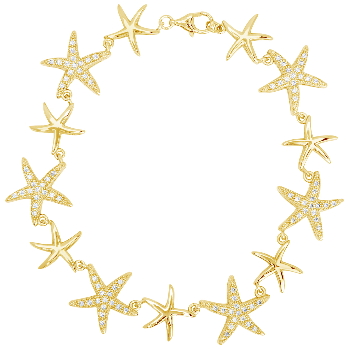 Gold Plated CZ Starfish Link Bracelet